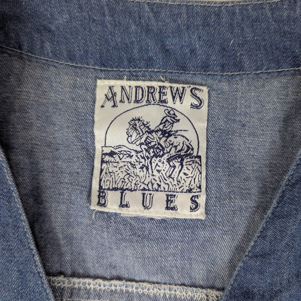 Vintage‎ 90's Andrew Blues Light Denim Vest Western Boho Women's L - Picture 5 of 11